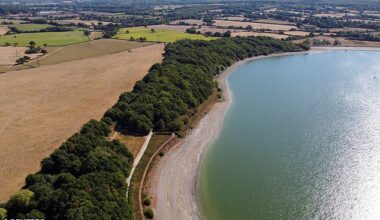 Ardingly Reservoir (pictured), which serves 280,000 residents in Haywards Heath, West Sussex, and surrounding areas in East Sussex, has fallen from 22.8 per cent full a week ago to just 20.2 per cent