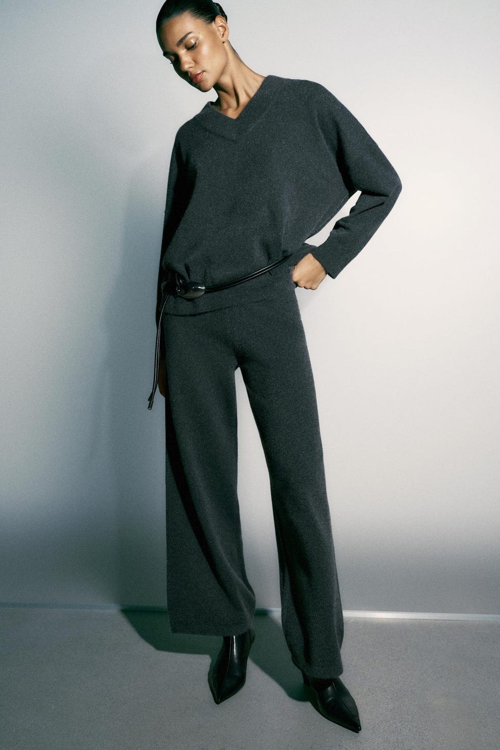 Wide-Leg Knit Trousers