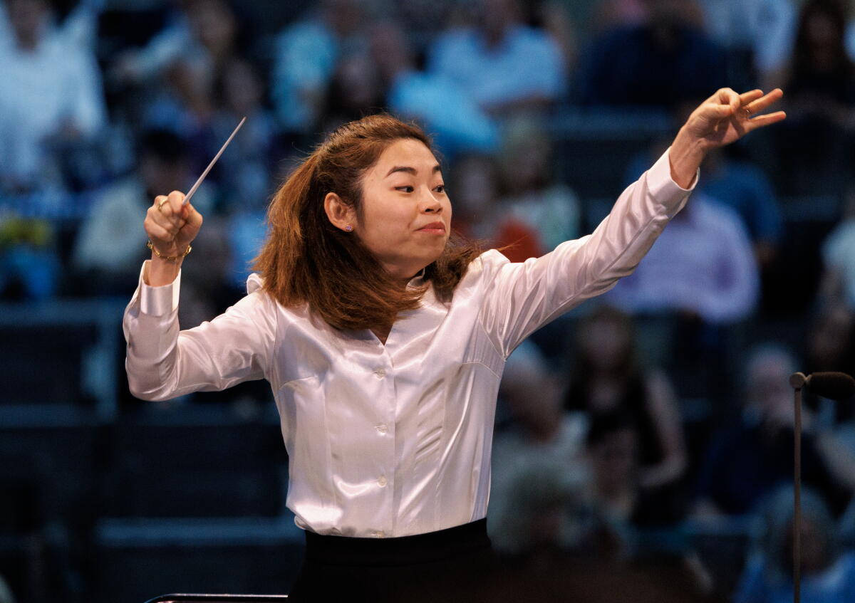 Elim Chan conducts the L.A. Phil in 2024.