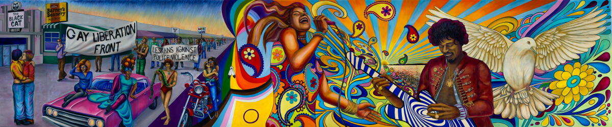 Judy Baca, detail from the 1960s segment of the Great Wall of Los Angeles mural.
