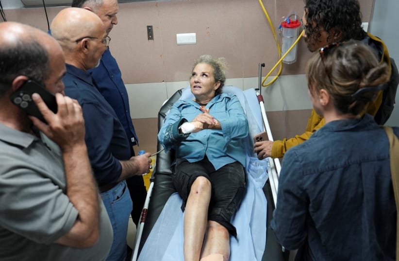Heidi Levine, a photojournalist with the Washington Post, speaks to journalists at the hospital after sustaining multiple injuries during an alercation between Israeli extremist settlers on Palestinians harvesting olives, in Ramallah in the West Bank, October 16, 2026.