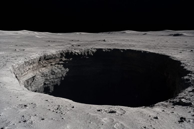Giant Hole Crater Moon