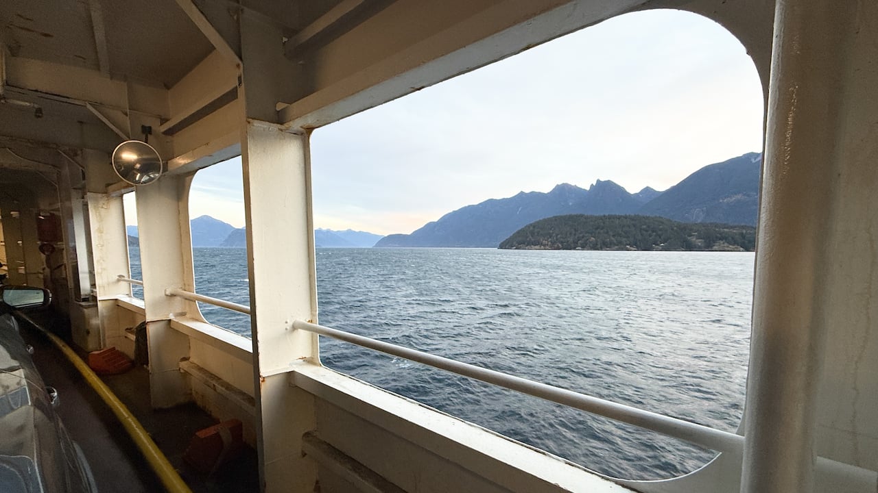 A B.C. ferries vessel between Horseshoe Bay and Langdale terminal.