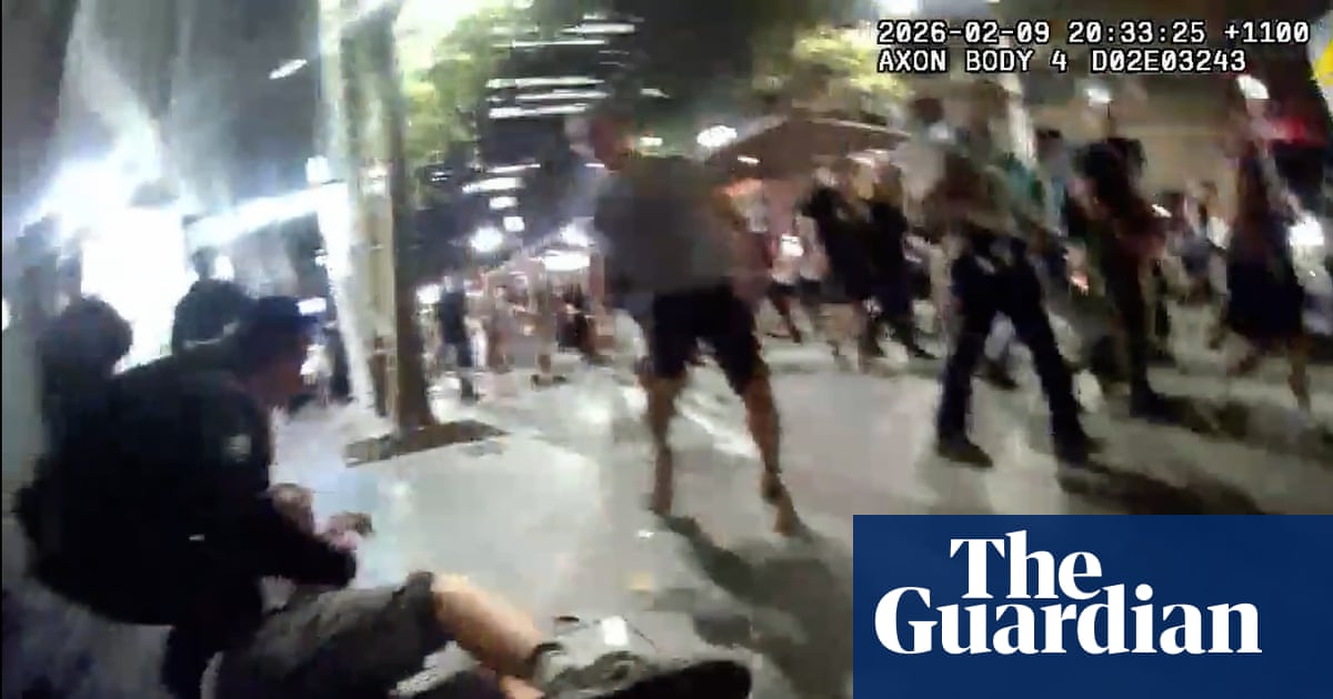 Bodycam video shows police officer shoving Herzog protester before ‘I punched him in the head’ boast | Australian police and policing
