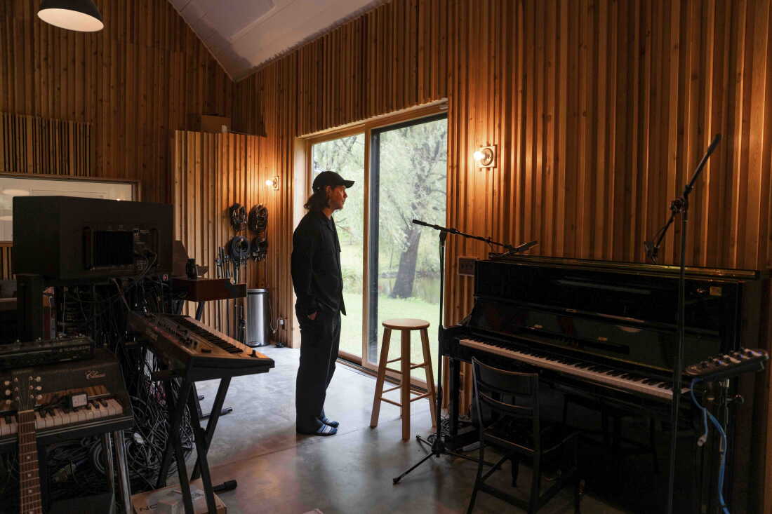 Dessner overlooks the long pond behind his studio.