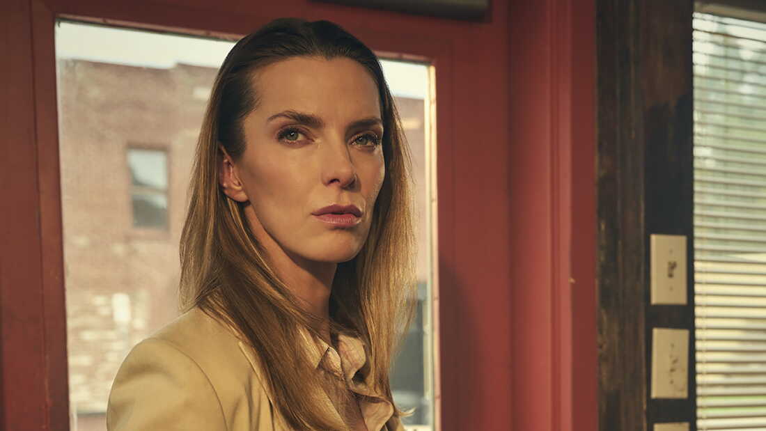 "I was really struck by how much I look like myself," Betty Gilpin says of her role as a public defender on The Lowdown. "The wrinkles are showing, and I have wrinkled clothes. And it was very emotional for me in a really exciting way."