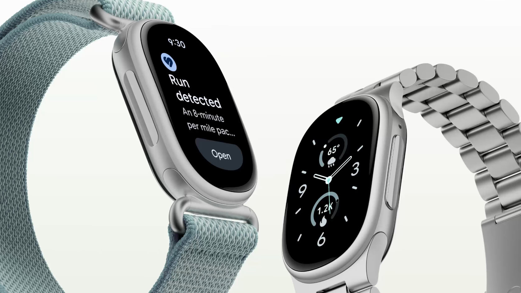 Render of the Fitbit Edge, showing two different band styles.