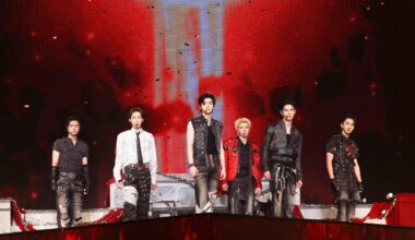 Members of K-pop boy group ENHYPEN, from left, Jay, Sunoo, Sunghoon, Jake, Ni-ki and Jungwon, perform during the band