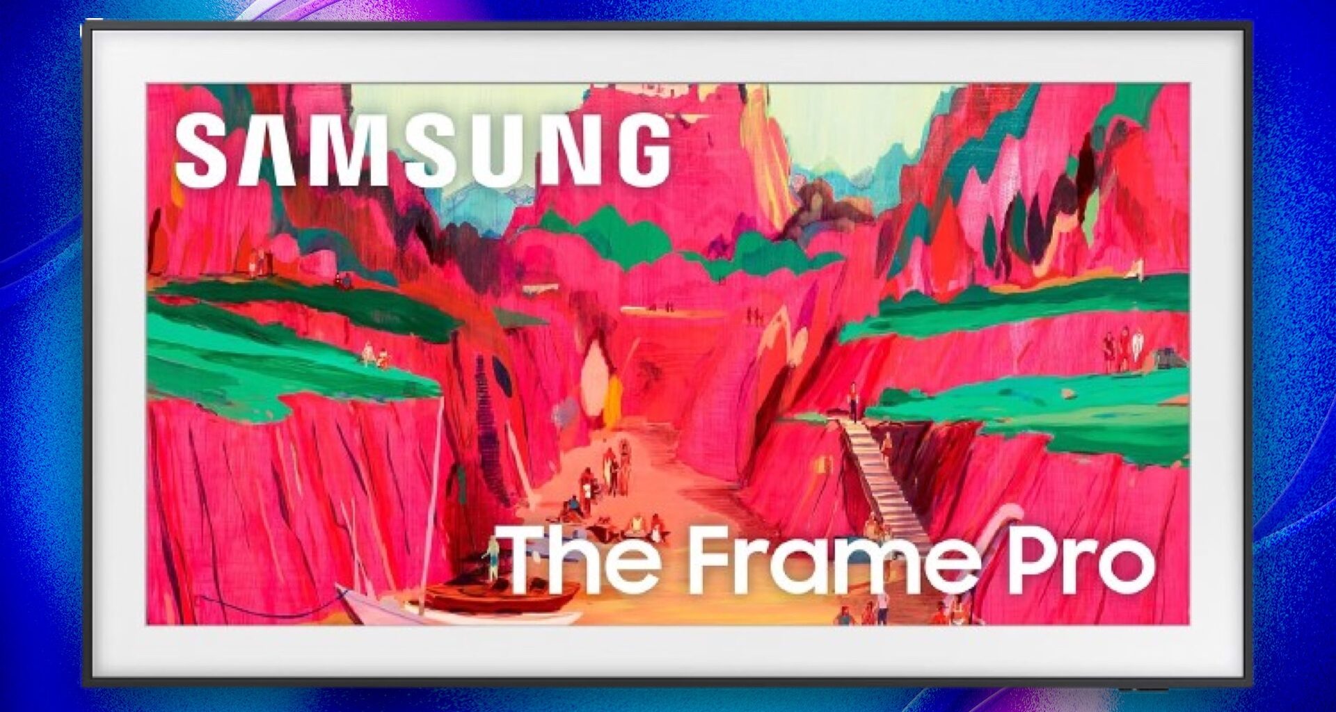 Samsung 75-inch class the frame pro tv against CNET commerce background.