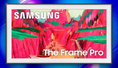 Samsung 75-inch class the frame pro tv against CNET commerce background.