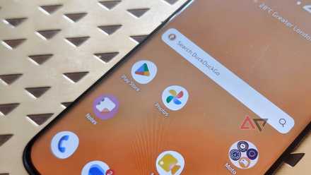 An Android phone, showing the Play Store logo.