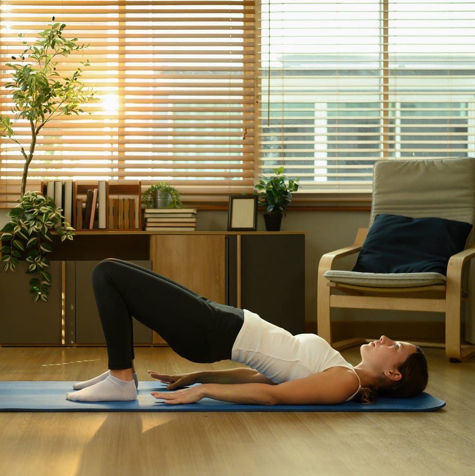 woman practicing bridge pose