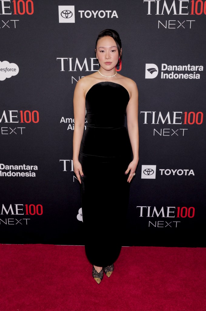 Yerin Ha wearing a strapless black dress at the TIME100 Next Gala.