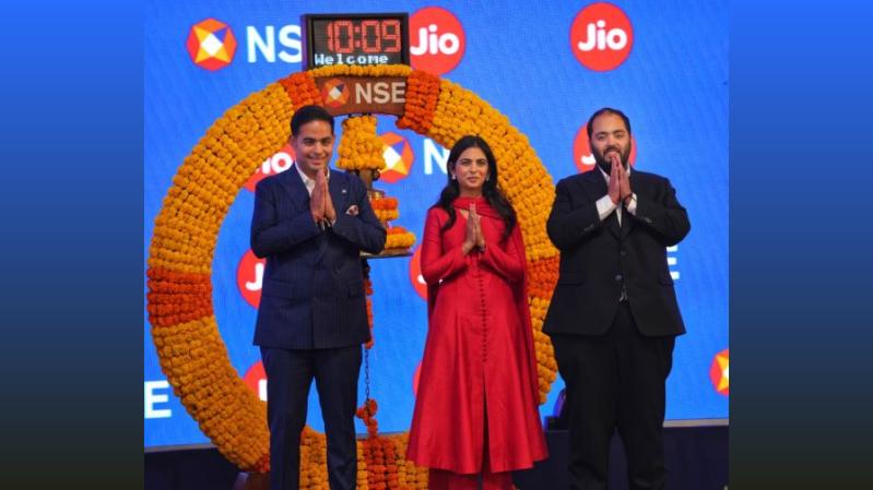 Next-gen Ambanis at the Jio IPO listing. Pic: Hitesh Harisinghani