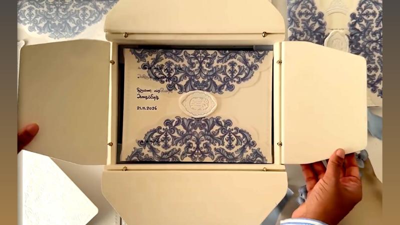 Kaviya Maran and Anirudh Ravinchander's wedding reception invitation is designed by Ranjani Iyengar. Photograph: Kind courtesy Pink Whistle Man