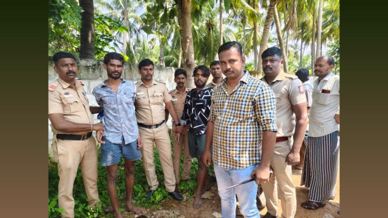 Police with the prisoners who were captured