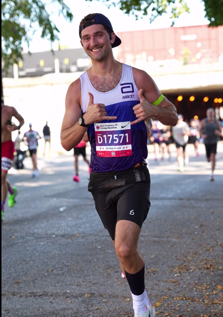 Mascoli running the Chicago Marathon.