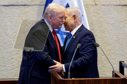 Trump and Netanyahu at the Knesset. Credit: Evelyn Hockstein/Reuters Trump and Netanyahu at the Knesset.