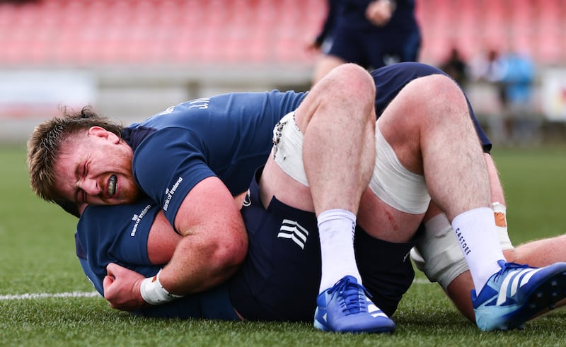 Joe McCarthy training with Leinster in Mullingar. Photograph: Grace Halton/Inpho