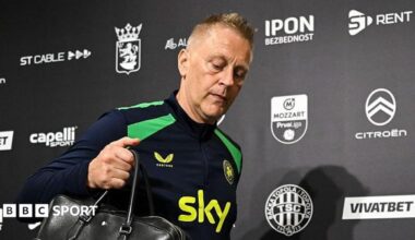 Heimir Hallgrimsson leaves the news conference room