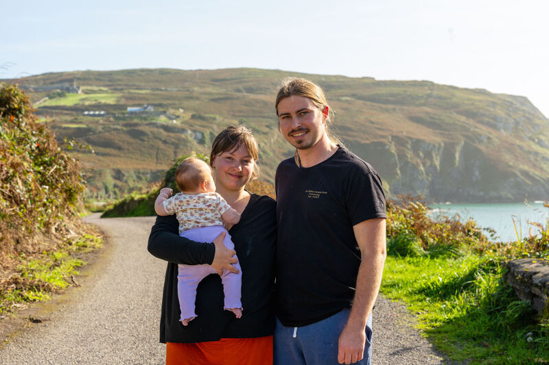 Islanders Amelia DeCarteret and Daithí Collis with their three-month-old baby. Picture: Noel Sweeney