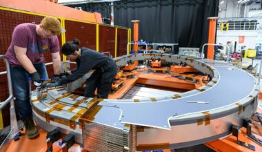 SPARC fusion magnets on assembly jig at Devens Massachusetts facility, 60 acre campus