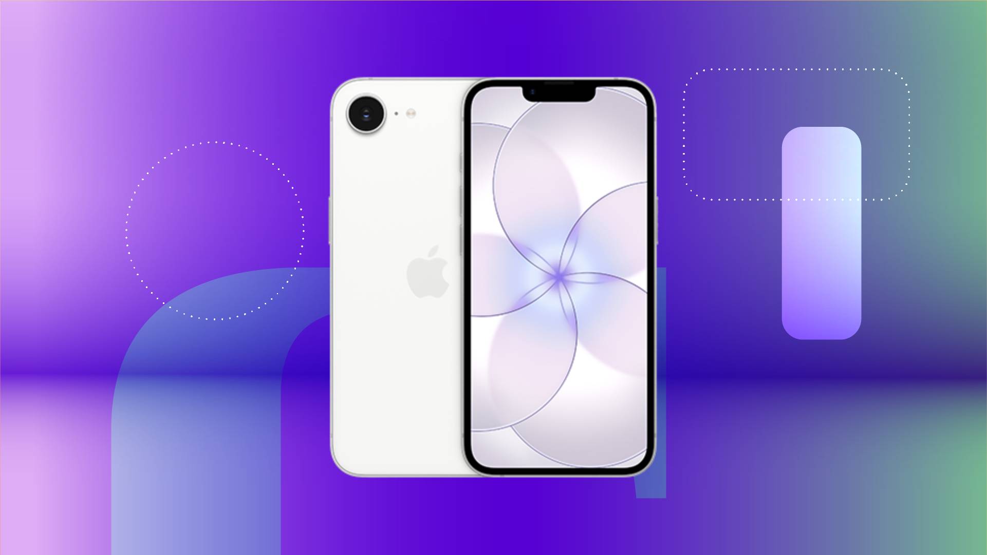 A white iPhone 17E against a purple gradient CNET background.