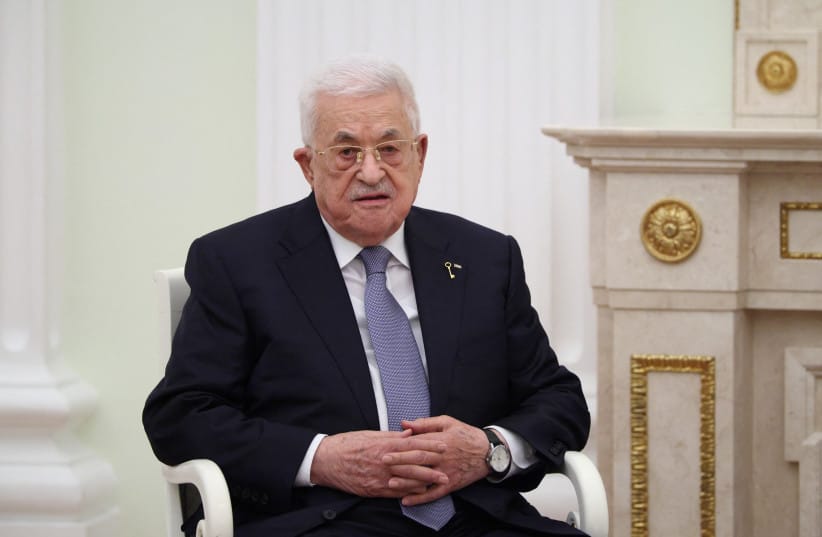 Palestinian Authority President Mahmoud Abbas attends a meeting with Russian President at the Kremlin in Moscow on January 22, 2026.
