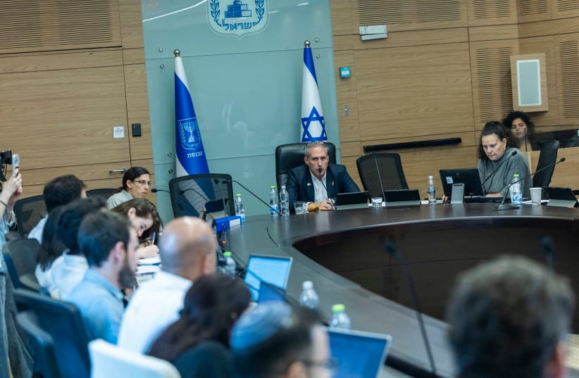 Finance Committee chair MK Hanoch Milwidsky leads a Finance committee meeting at the Knesset, the Israeli parliament in Jerusalem, August 4, 2026.