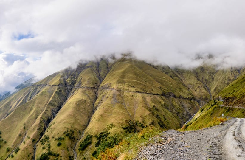 Dangerous mountain road in Tusheti, Georgia.