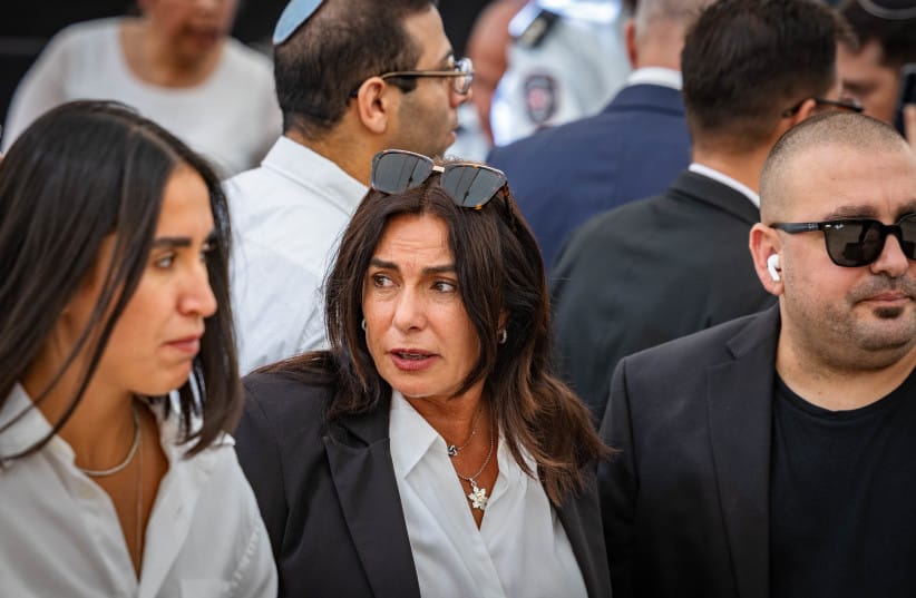 Transportation Minister Miri Regev attends a state memorial ceremony for civilians murdered in the October 7 massacre, at Mount Herzl in Jerusalem, October 5, 2026