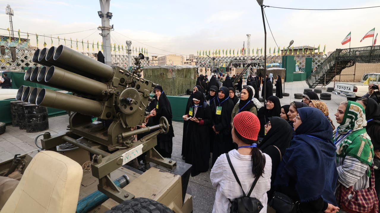 Iranian women attend a military course for volunteers at the Janfada ("Sacrifice for the Homeland") training camp set up in Imam Hussein square in Tehra on October 6, 2026. 