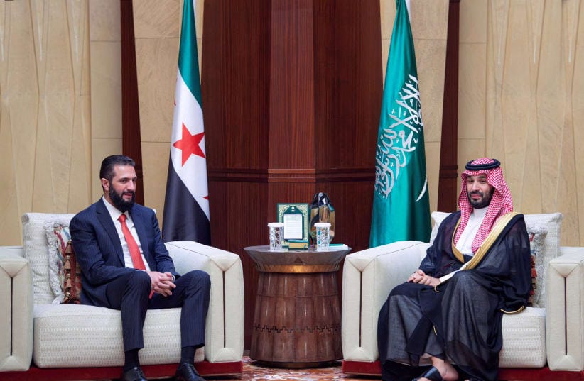 Syrian President Ahmed al-Sharaa meets Saudi Crown Prince Mohammed bin Salman, in Riyadh, Saudi Arabia, October 6, 2026.