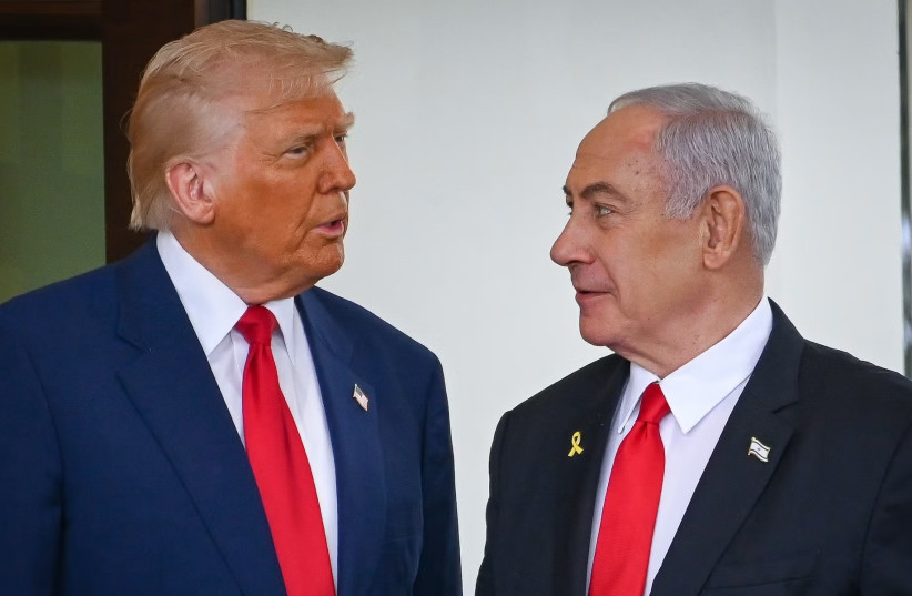 US President Donald Trump welcomes Israeli prime Minister Benjamin Netanyahu at the White House in Washington D.C., April 7, 2025.