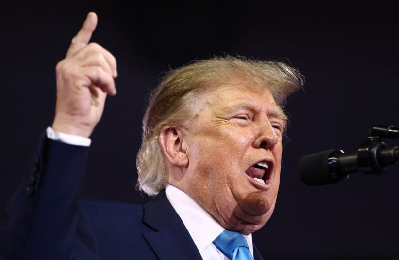 US President Donald Trump speaks during a campaign rally to support Republican House of Representatives candidate Ed Gallrein and Senate candidate Andy Barr, at Truist Arena in Highland Heights, Kentucky, US, October 17, 2026