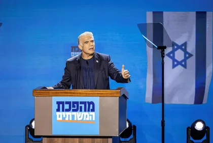 Opposition leader Yair Lapid speaks at a conference in Tel Aviv, earlier in October.