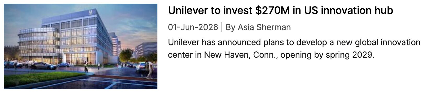 Unilever hub investment NI coverage