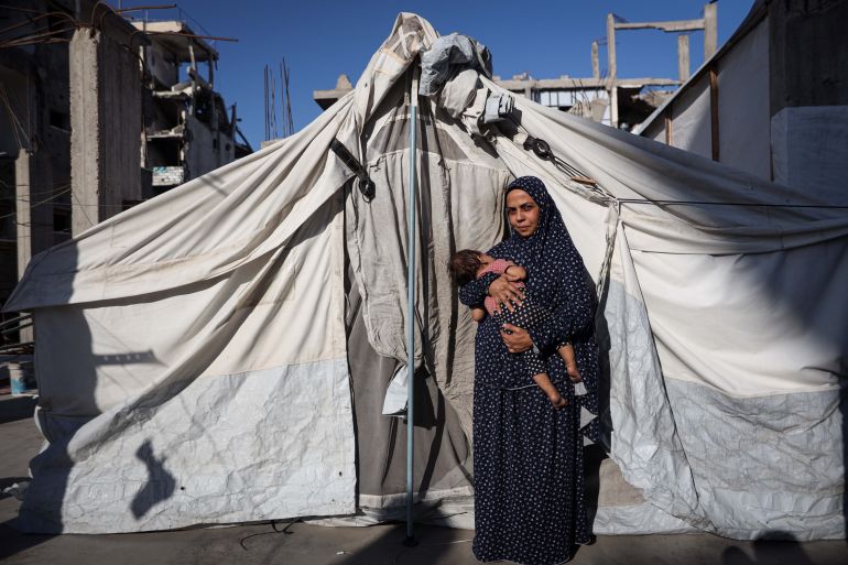 Nisreen now lives with Sidra at her family’s home in Gaza [do not use - Abdelhakim Abu Riash/Al Jazeera]