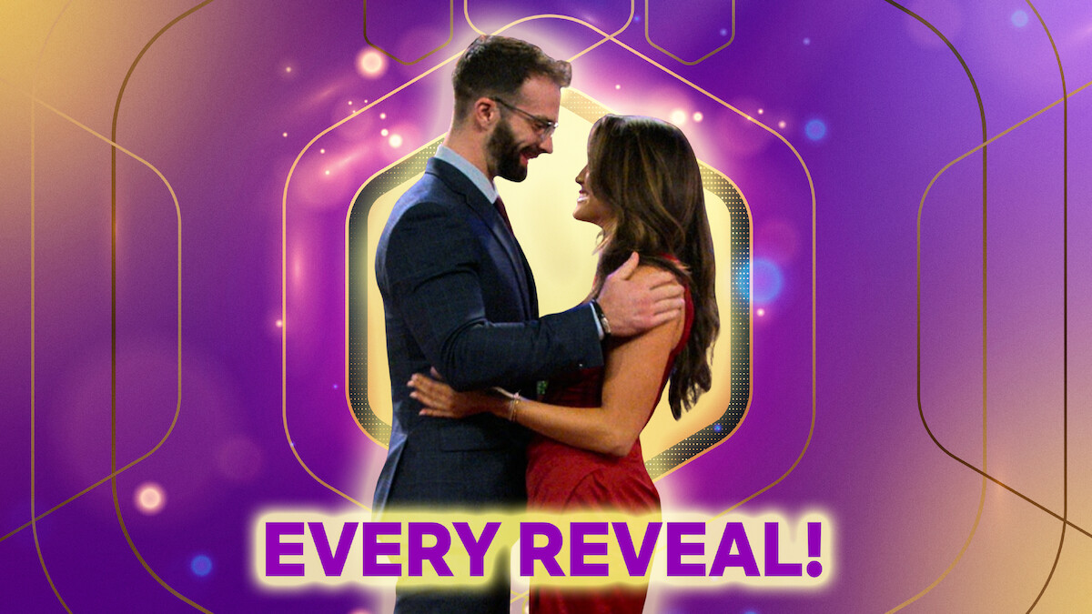 John and Sarah gaze lovingly at each other. Text at the bottom of the image reads “Every Reveal." 