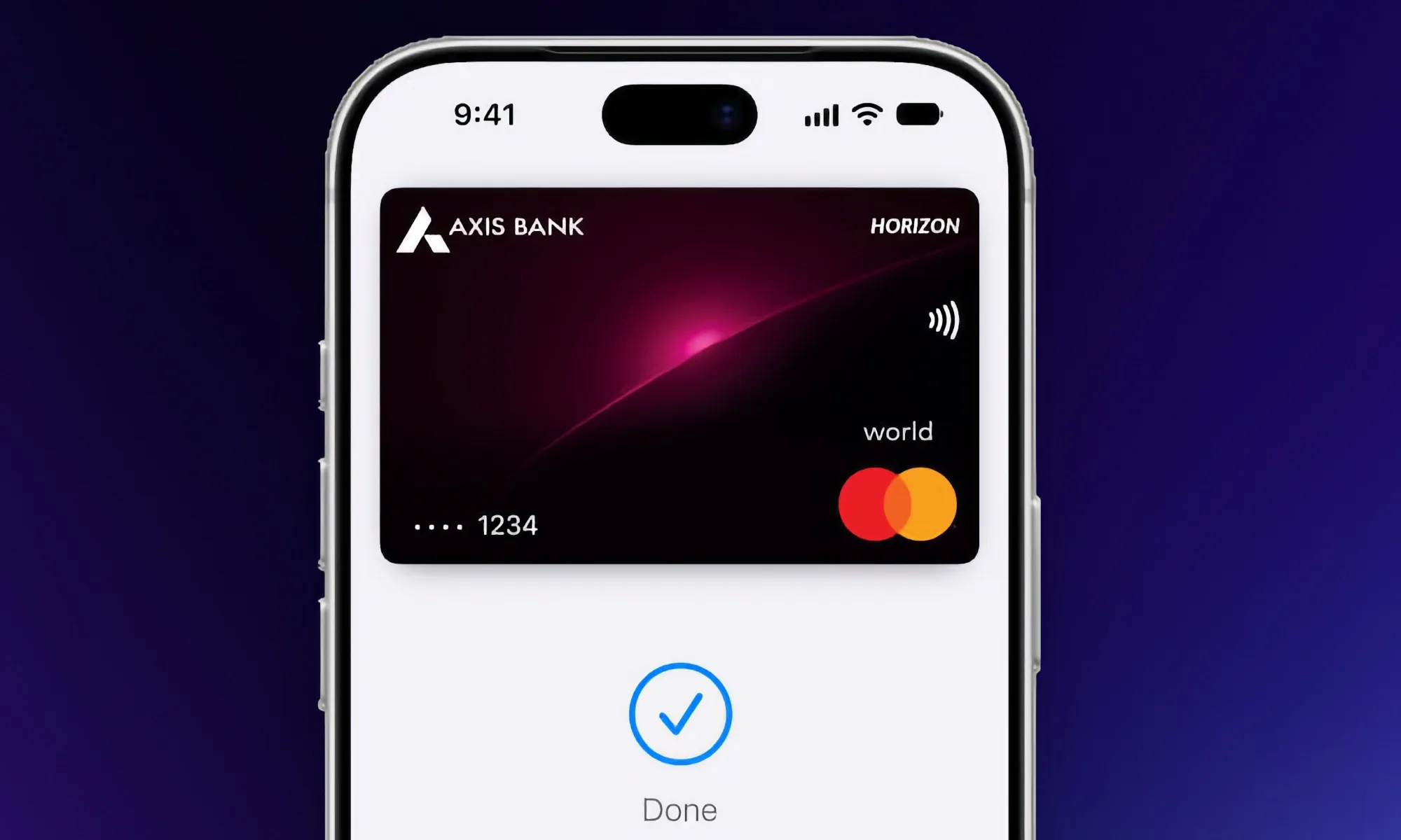 Apple Pay showing axis card