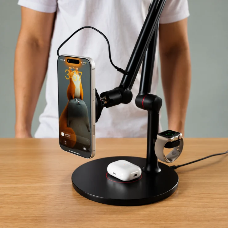 Charging stand with phone watch and AirPods
