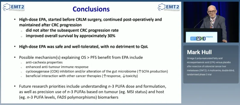 EMT2 at ESMO 2026: Eicosapentaenoic Acid After Colorectal Cancer Liver Metastasis Resection 3 EMT2 takeaway