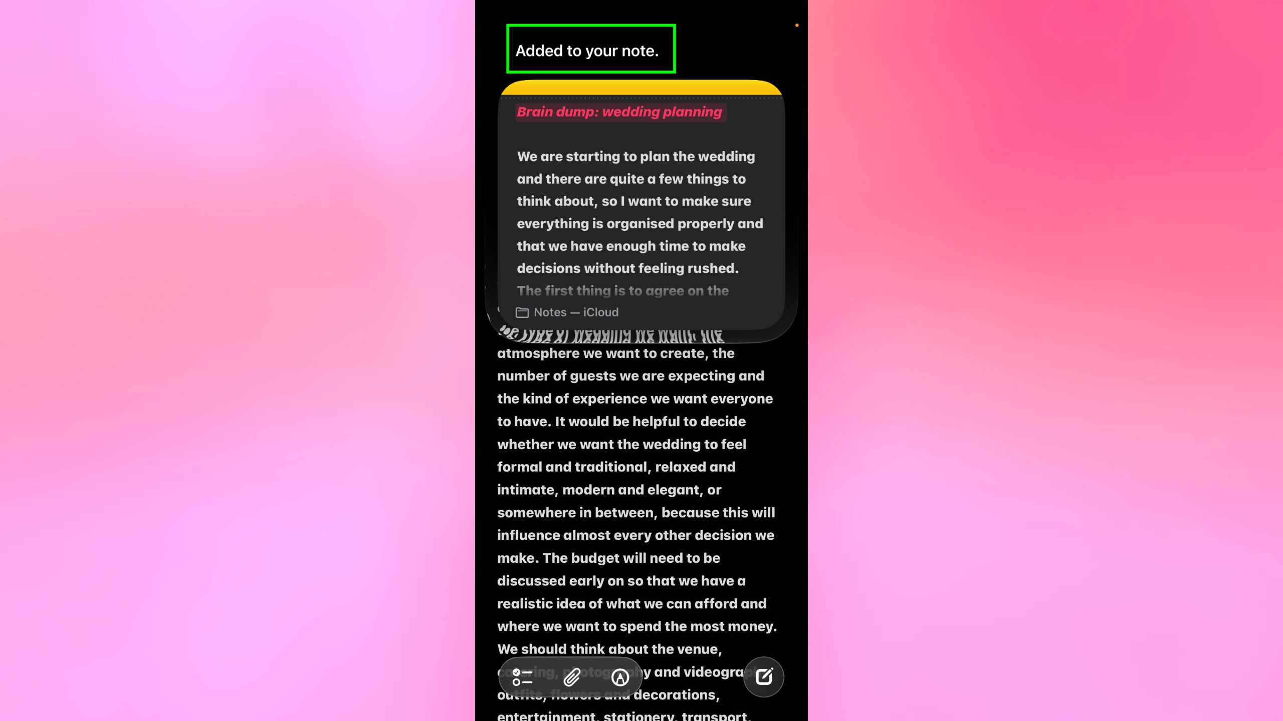 Image Playground sketch added to Note in iOS 27