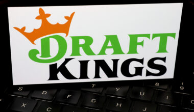In this photo illustration, the DraftKings logo is displayed on a phone screen on February 15, 2024 in San Anselmo, California. (Justin Sullivan/Getty Images)