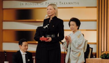 Princess Hitachi presents Cate Blanchett with the 2026 Praemium Imperiale Award.