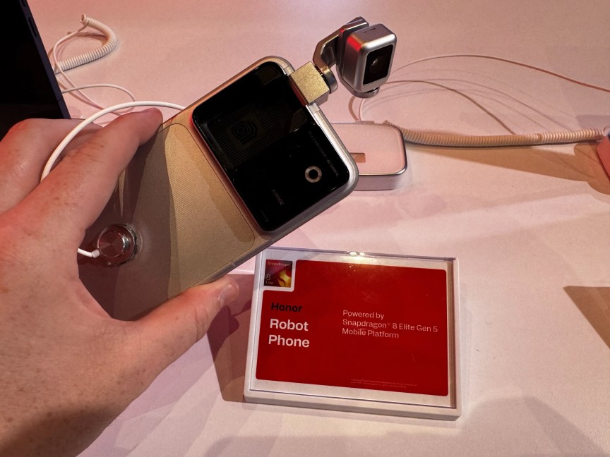 A phone with a gimbal arm popped out of the back.