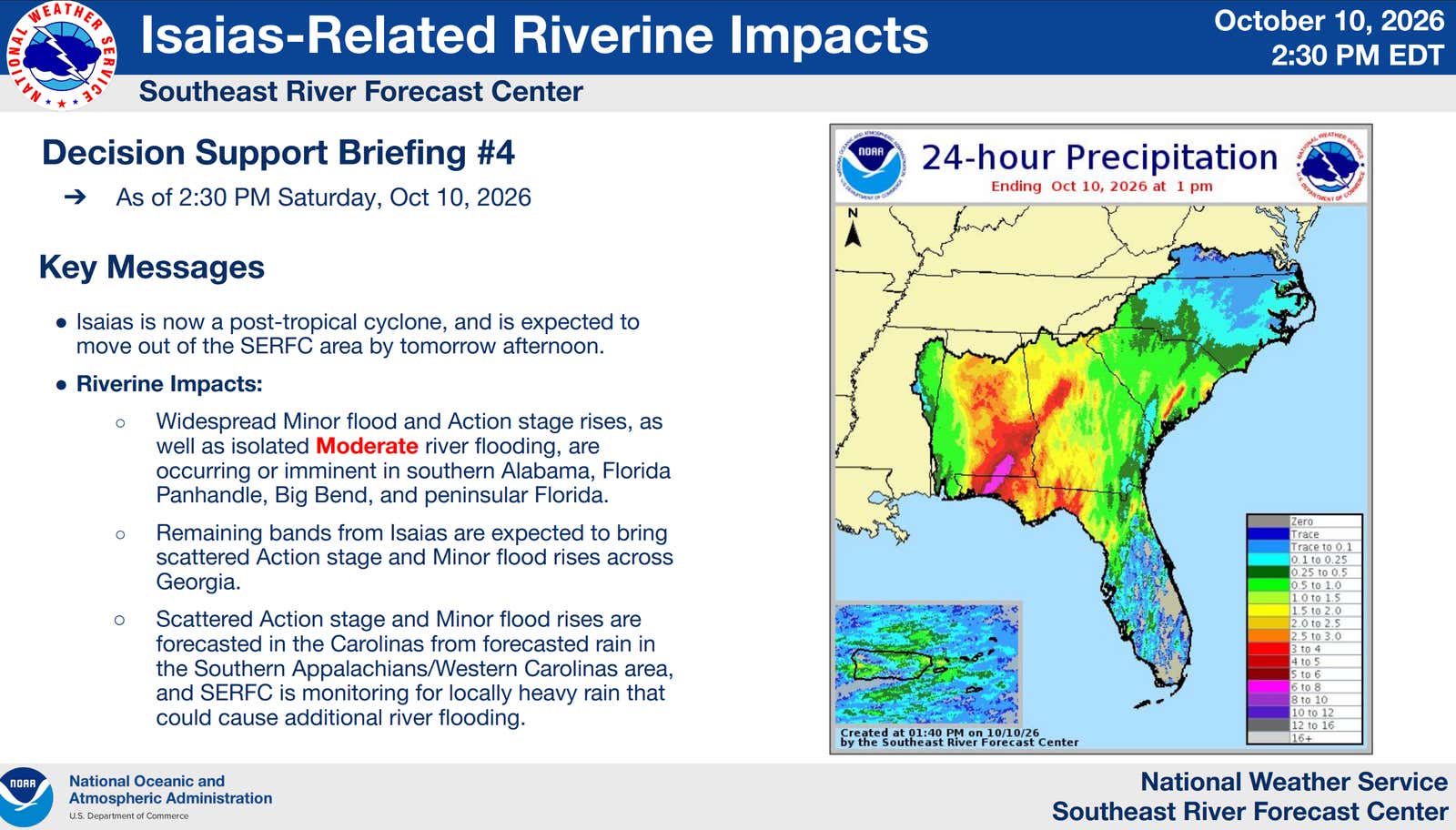 Isaias SE River Forecast Center update