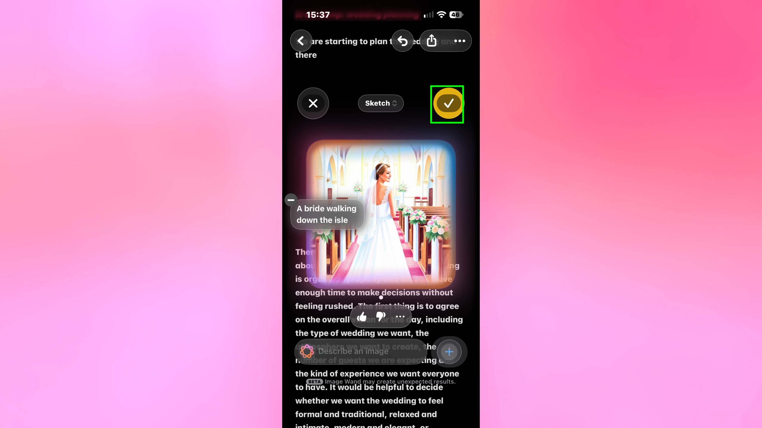 Image Playground sketch added to Note in iOS 27