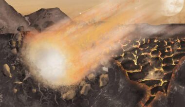 Illustration of cometary impact. Credit Scarlett White