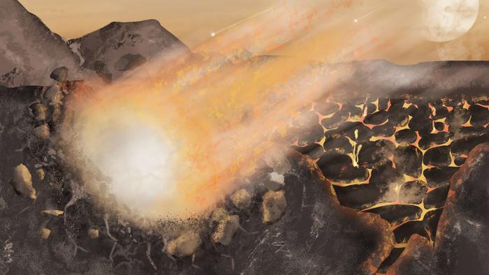 Illustration of cometary impact. Credit Scarlett White